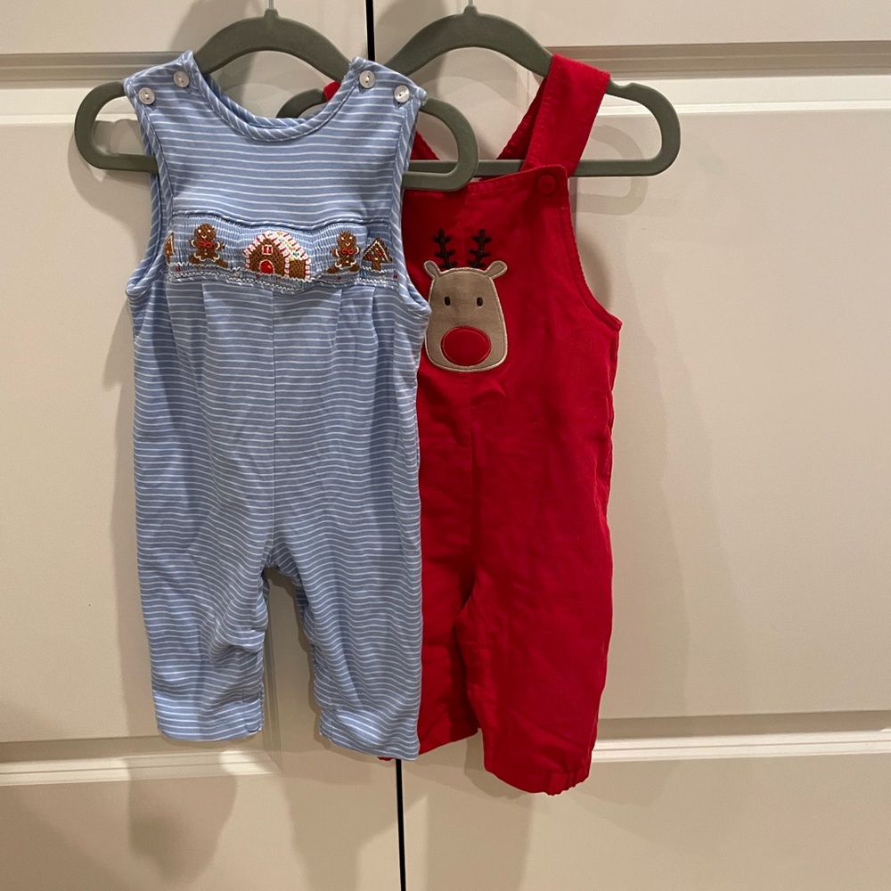 Baby Luigi and petit Bebe 12M Christmas outfits